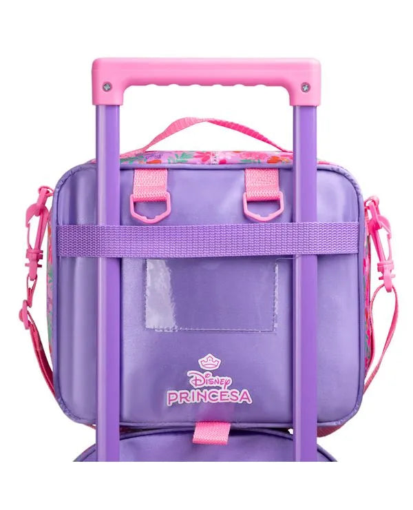 Kit Mochila de Rodinha + Lancheira Térmica Infantil Feminina Ariel e Linguado – Rosa