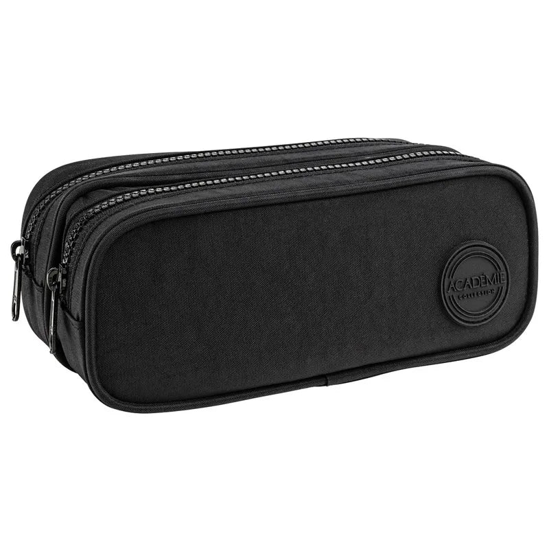 Estojo escolar duplo com ziper - 313424 - Académie Young Preto - Tilibra