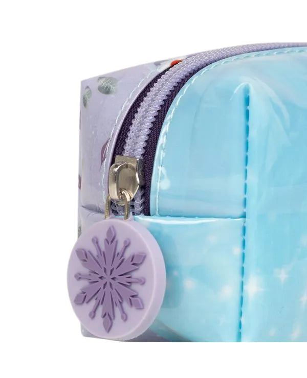 Kit Mochila de Rodinha + Estojo Escolar Infantil Frozen Elsa e Anna Lilás
