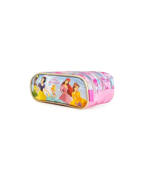 Kit Mochila de Rodinha + Lancheira Térmica + Estojo Infantil Feminino Princesas – Rosa