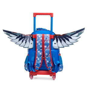 Kit Mochila Infantil de Carrinho + Lancheira Térmica + Estojo Capitão América com Asas Removíveis