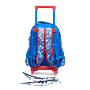Kit Mochila Infantil de Carrinho + Lancheira Térmica + Estojo Capitão América com Asas Removíveis