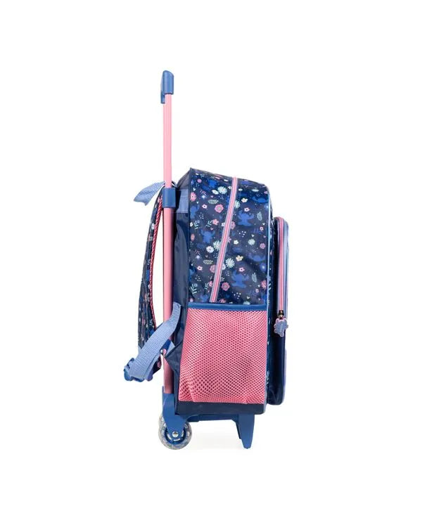 Kit Mochila de Rodinha + Lancheira Térmica + Estojo Infantil Feminino Stitch