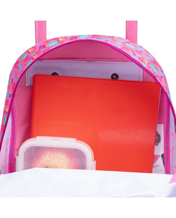 Kit Mochila de Rodinha + Lancheira Térmica + Estojo Infantil Patrulha Canina Skye e Equipe Rosa