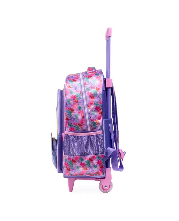 Kit Mochila de Rodinha + Lancheira Térmica Infantil Feminina Ariel e Linguado – Rosa