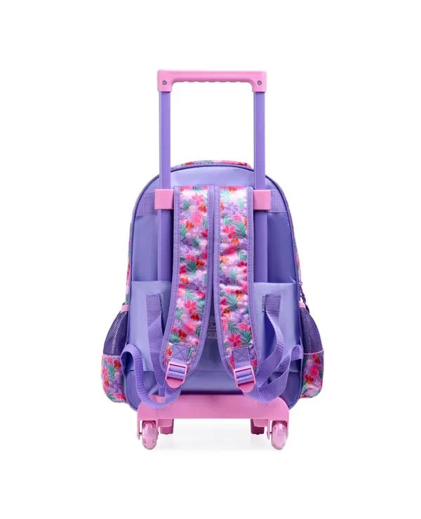 Kit Mochila de Rodinha + Lancheira Térmica + Estojo Infantil Feminino Ariel e Linguado – Rosa