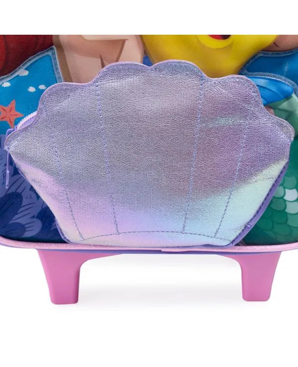 Kit Mochila de Rodinha + Lancheira Térmica + Estojo Infantil Feminino Ariel e Linguado – Rosa