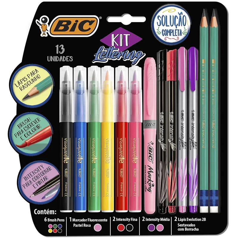 Kit Lettering BIC Solução Completa com 13 Itens