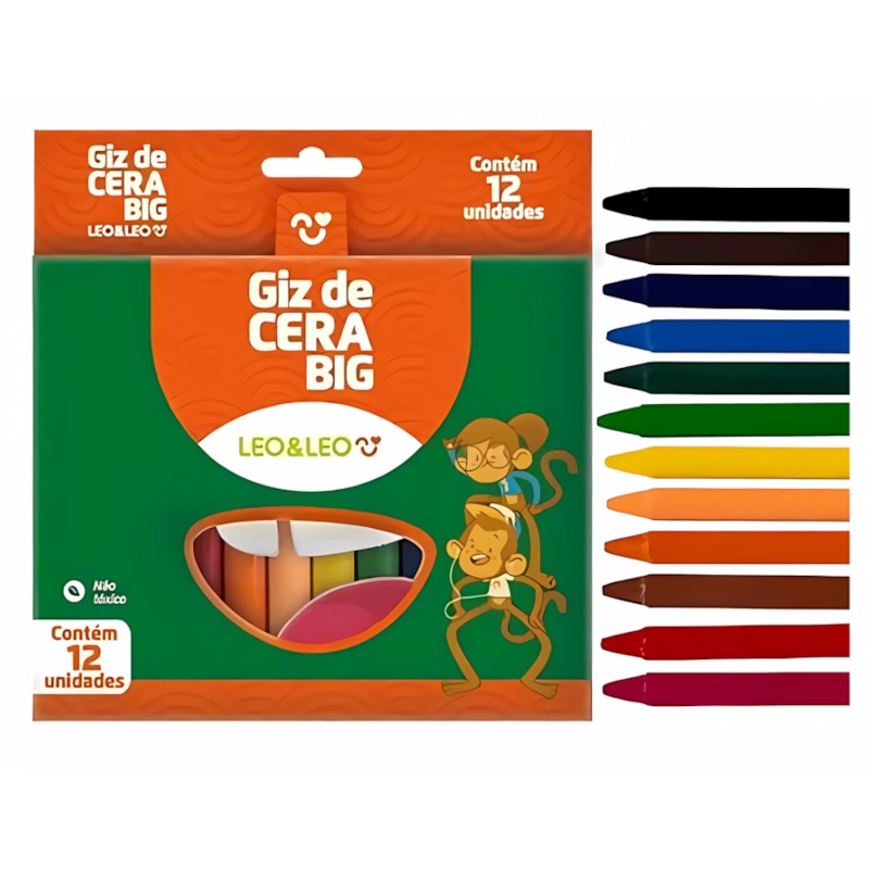 Giz De Cera 12 Núcleos Grosso Leo E Leo