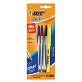 Kit Escrita BIC Cristal Dura+ 1.0 com Marca Texto Amarelo (4 Itens)