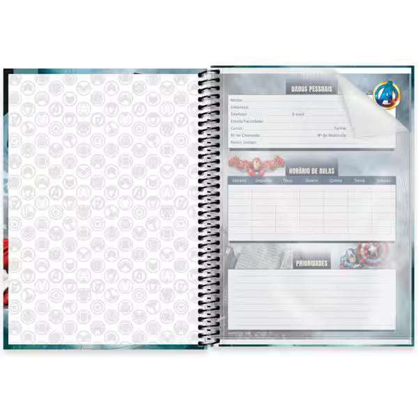 Caderno Universitário Avengers Spiral 80 Folhas - Capa Dura