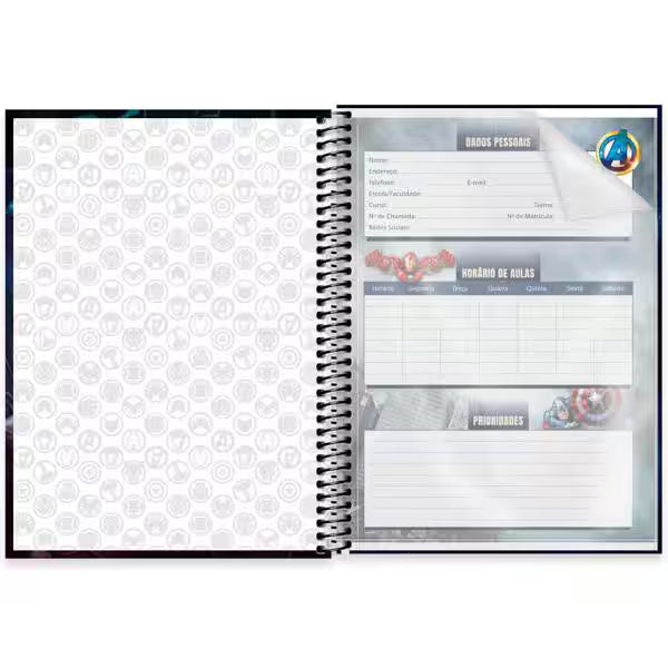 Caderno Universitário Avengers Spiral 80 Folhas - Capa Dura