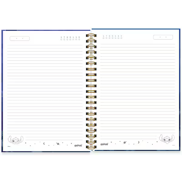 Caderno Universitário Stitch Premium 80 Folhas - Capa Dura Glitter e Hotstamping