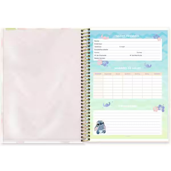 Caderno Universitário Stitch Spiral 80 Folhas - Capa Dura Hotstamping