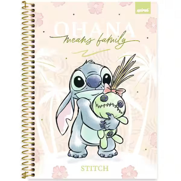 Caderno Universitário Stitch Spiral 80 Folhas - Capa Dura Hotstamping
