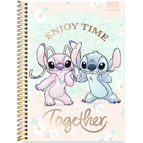 Caderno Universitário Stitch Spiral 80 Folhas - Capa Dura Hotstamping