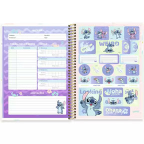 Caderno Universitário Stitch Spiral 80 Folhas - Capa Dura Hotstamping