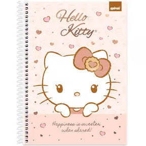 Caderno Universitário Hello Kitty Spiral 80 Folhas - Capa Dura Hotstamping
