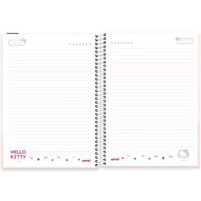 Caderno Universitário Hello Kitty Spiral 80 Folhas - Capa Dura Hotstamping
