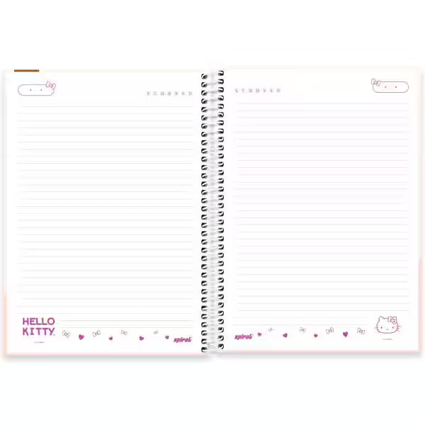 Caderno Universitário Hello Kitty Spiral 80 Folhas - Capa Dura Hotstamping