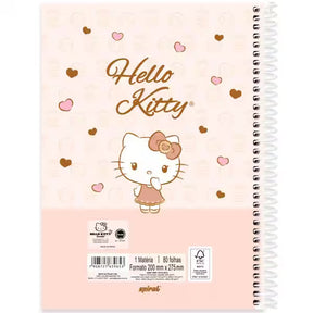 Caderno Universitário Hello Kitty Spiral 80 Folhas - Capa Dura Hotstamping