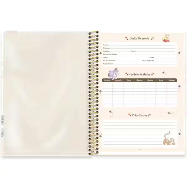 Caderno Universitário Pooh Spiral 80 Folhas - Capa Dura Hotstamping