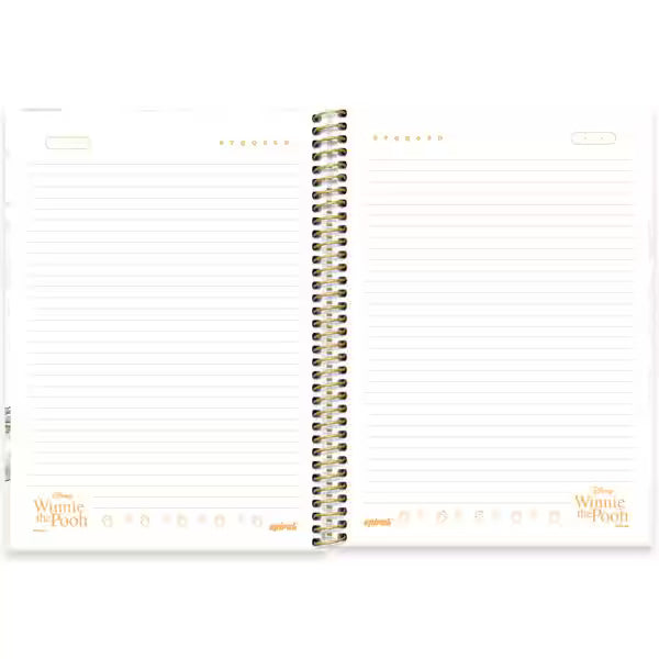 Caderno Universitário Pooh Spiral 80 Folhas - Capa Dura Hotstamping