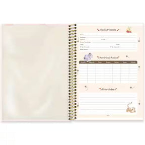 Caderno Universitário Pooh Spiral 80 Folhas - Capa Dura Hotstamping