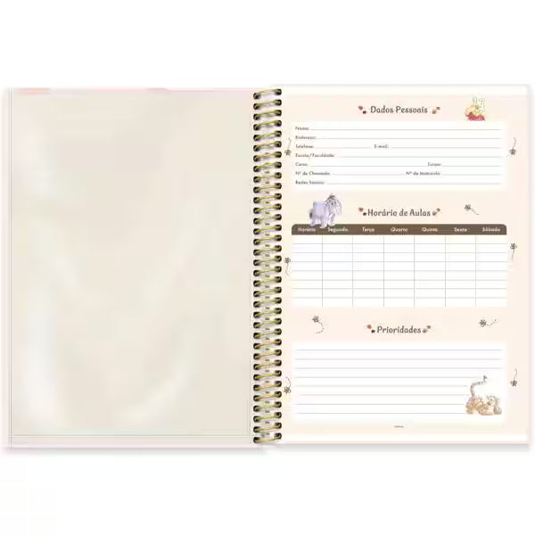 Caderno Universitário Pooh Spiral 80 Folhas - Capa Dura Hotstamping