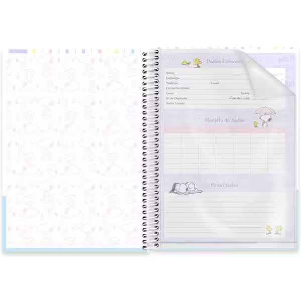 Caderno Universitário Snoopy Spiral 80 Folhas - Capa Dura Hotstamping