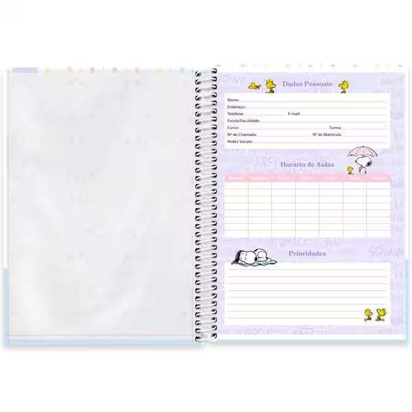 Caderno Universitário Snoopy Spiral 80 Folhas - Capa Dura Hotstamping