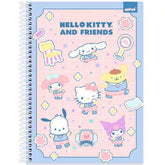 Caderno Universitário Hello Kitty e Amigos Spiral 80 Folhas - Capa Dura Hotstamping