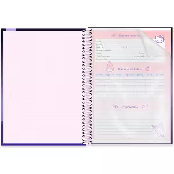 Caderno Universitário Kuromi Spiral 80 Folhas - Capa Dura Hotstamping