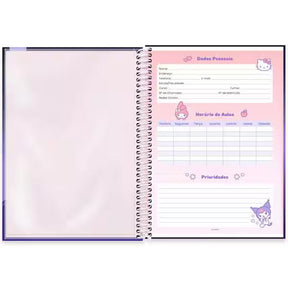Caderno Universitário Kuromi Spiral 80 Folhas - Capa Dura Hotstamping