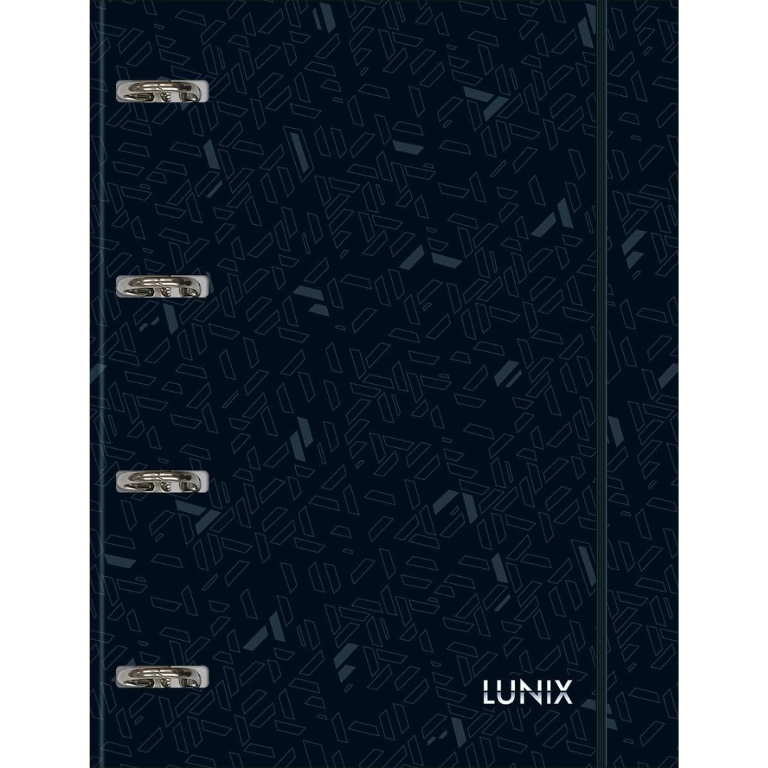 Caderno Argolado Cartonado Universitário Com Elástico Lunix Preto 80 Folhas