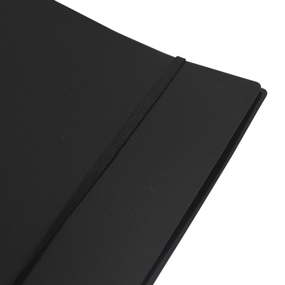 Caderno Argolado Cartonado Universitário Com Elástico Lunix Preto 80 Folhas