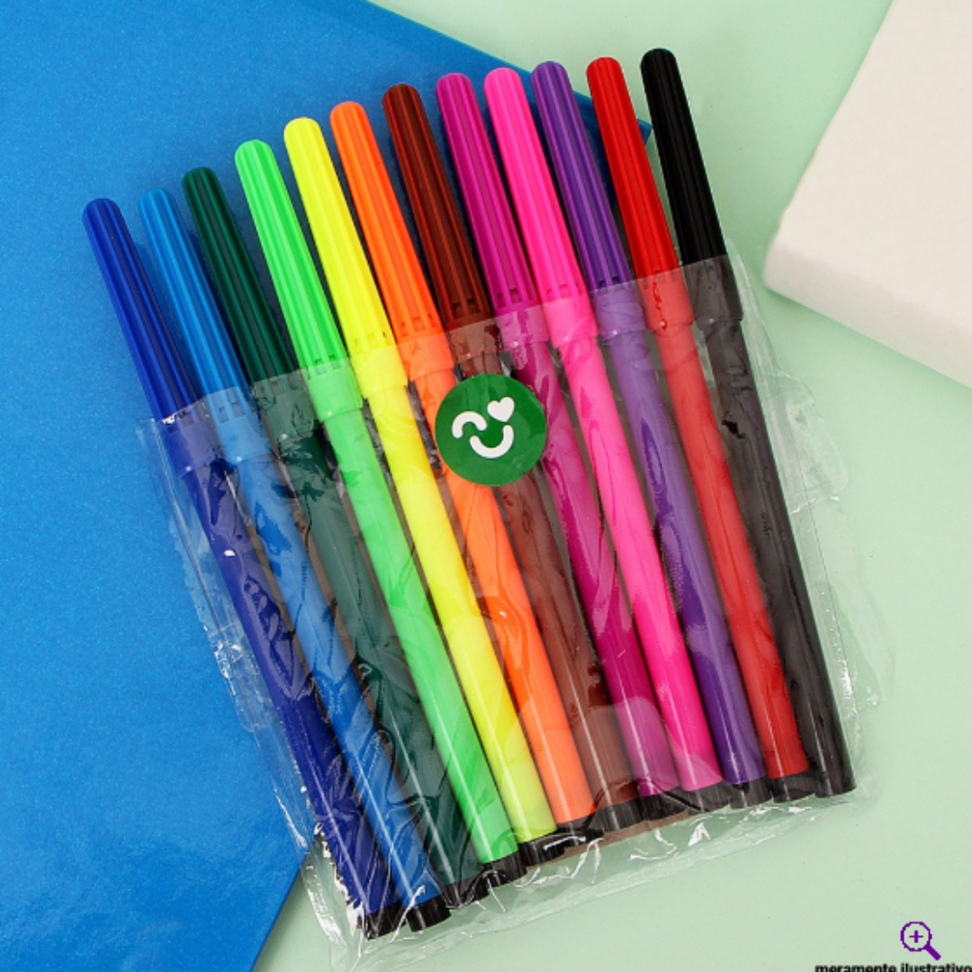 Canetinha Hidrográfica 12 Cores Leo E Leo