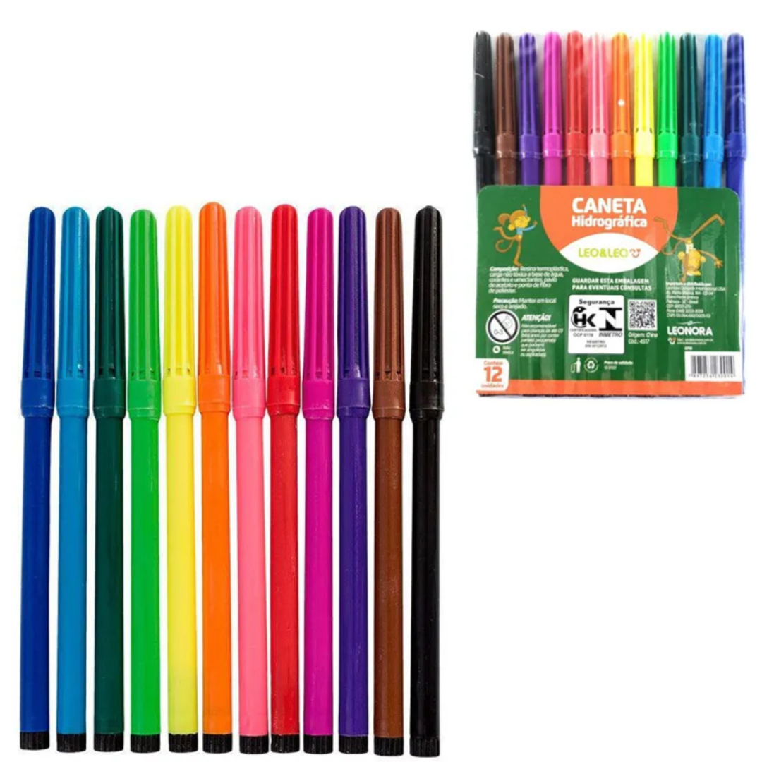 Canetinha Hidrográfica 12 Cores Leo E Leo