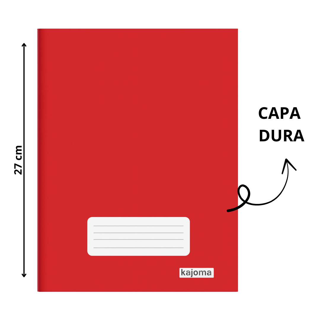 Caderno Brochura Liso Vermelho Kajoma 96 folhas