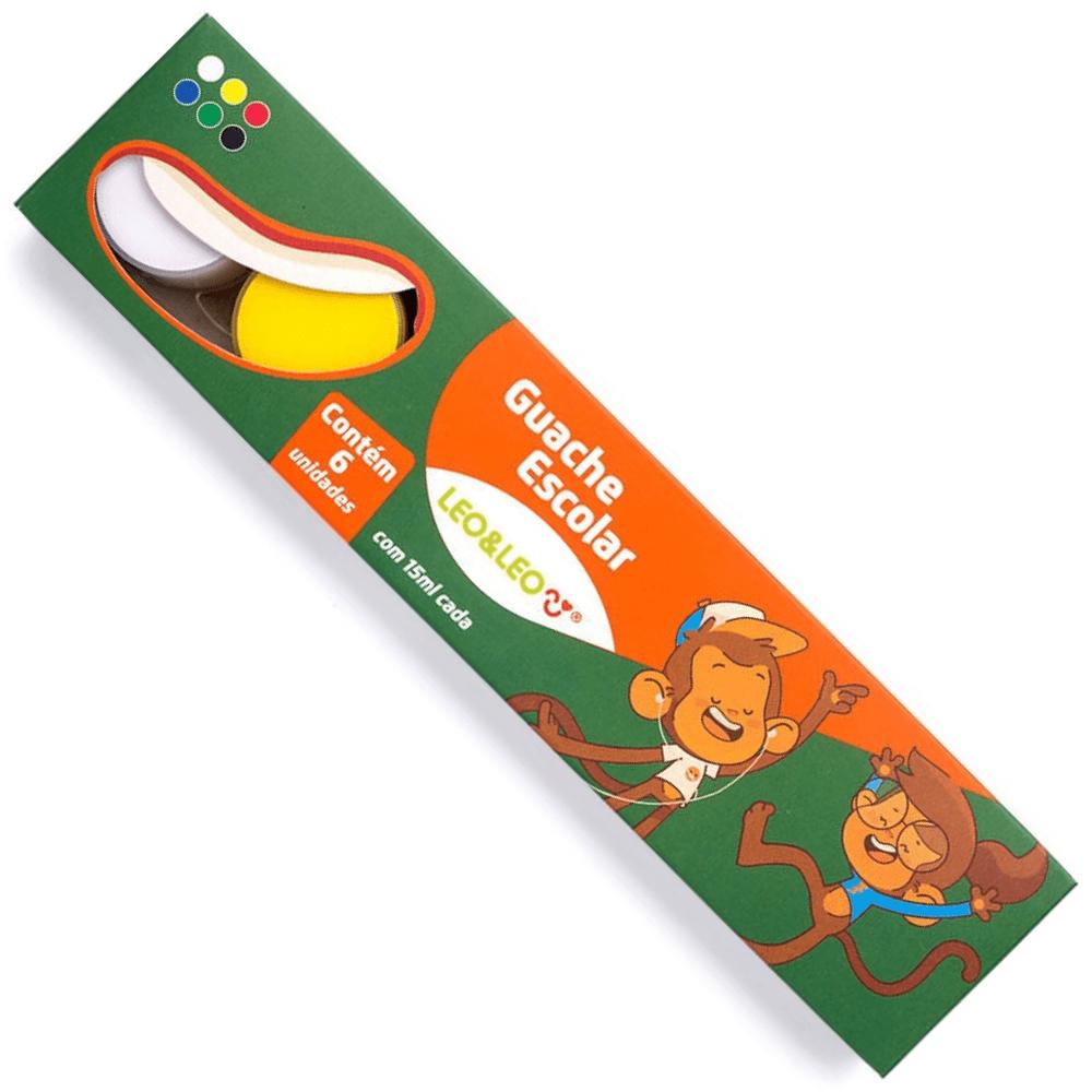 Guache Escolar com 6 núcleos 15ml Leo&amp;Leo
