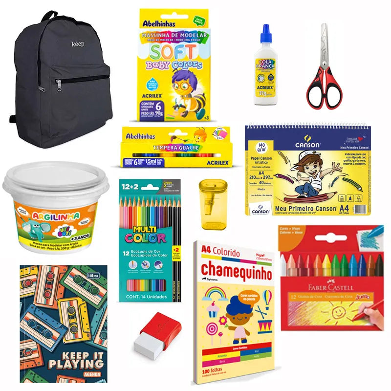 Kit Escolar Educação Infantil Lepok com Materiais Pedagógicos