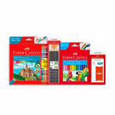 Kit Escolar Completo Faber-Castell com Lápis, Canetas, Lápis de Cor e Borracha