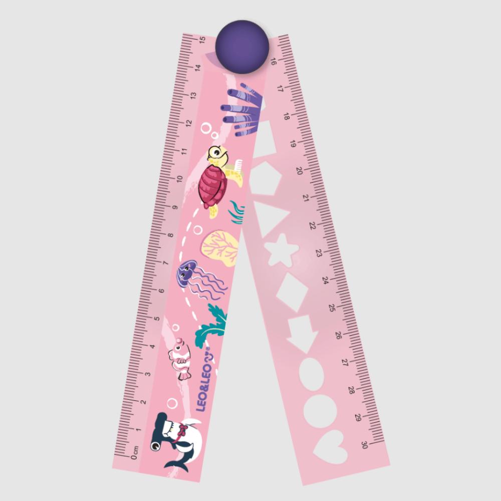 Régua de Plástico Dobrável Fundo do Mar Leo&amp;Leo