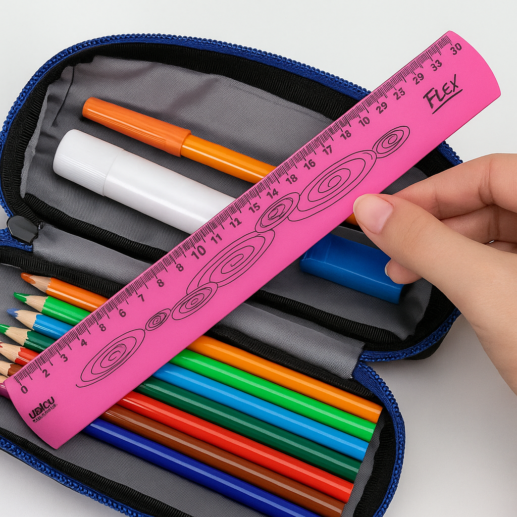 Régua 30Cm Flexivel Neon Rosa Waleu