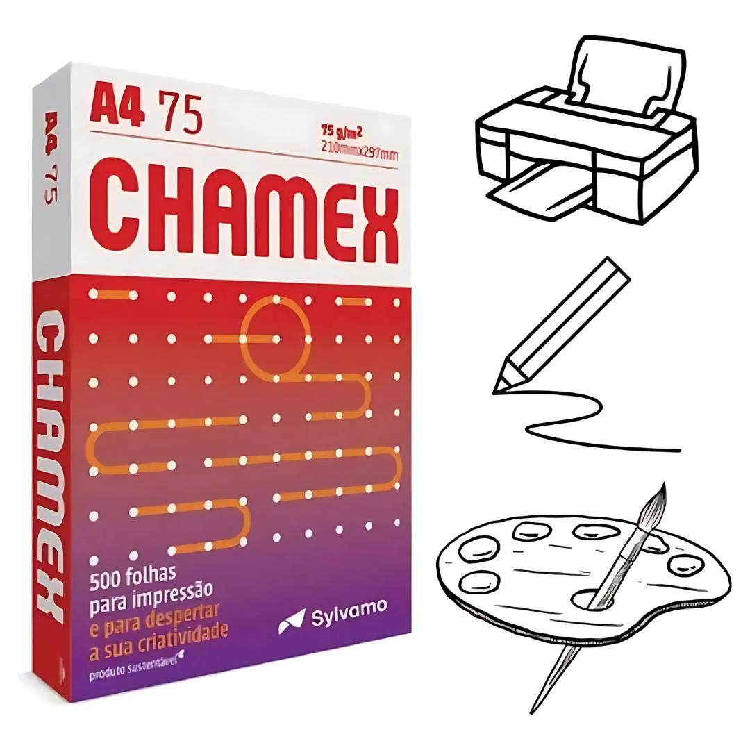 Papel Chamex Office A4 500Fls 1430 - Cx 12 Unidades