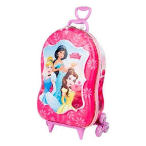 Mochila Escolar Infantil de Carrinho 3D Princesas Rosa – Diplomata
