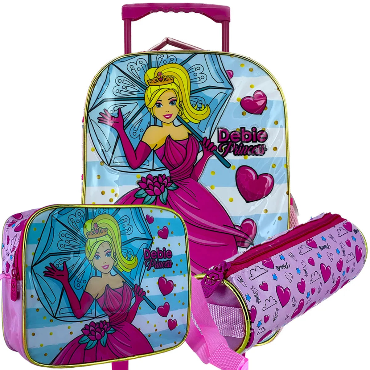 Kit Mochila + Lancheira + Estojo Princesa Debie Ween Kids Winth