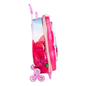 Mochila Escolar com Rodinhas Tripla 3D Princesas Rosa Diplomata