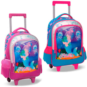 Mochila com Rodinhas e Costas Sereia Girl Yepp – Roxo/Azul