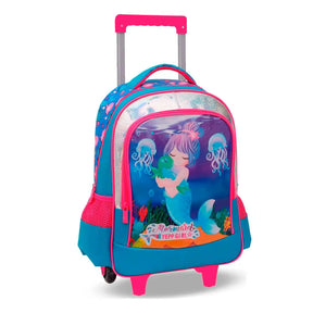 Mochila com Rodinhas e Costas Sereia Girl Yepp – Roxo/Azul